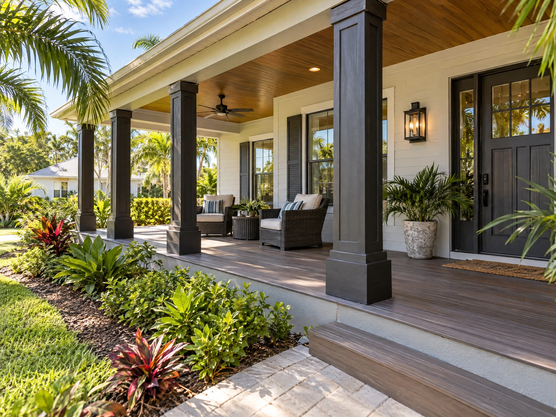 A newly built deck and patio on a Florida home